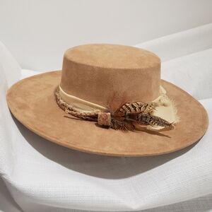 Handmade Suede Flat Top Hat